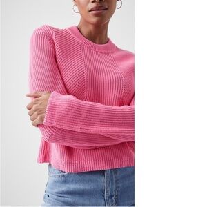 French Connection Bubblegum Aurora Pink Sweater Ribbed Knit Nadia Mozart Small